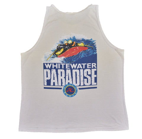 Vintage 90s White Water Paradise Distressed Tank Top Shirt Size Large