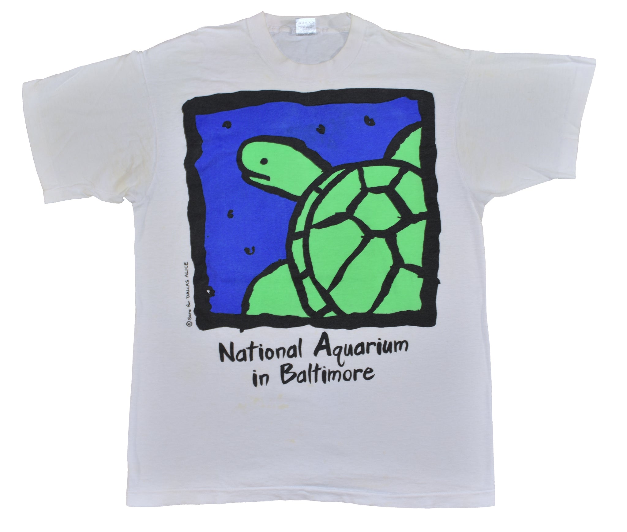 Vintage 90s Dallas Alice Baltimore Aquarium Art Single Stitch Shirt Size Large