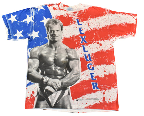 Vintage 1993 WWF Lex Luger All Over Print Single Stitch Shirt | Beyond 94