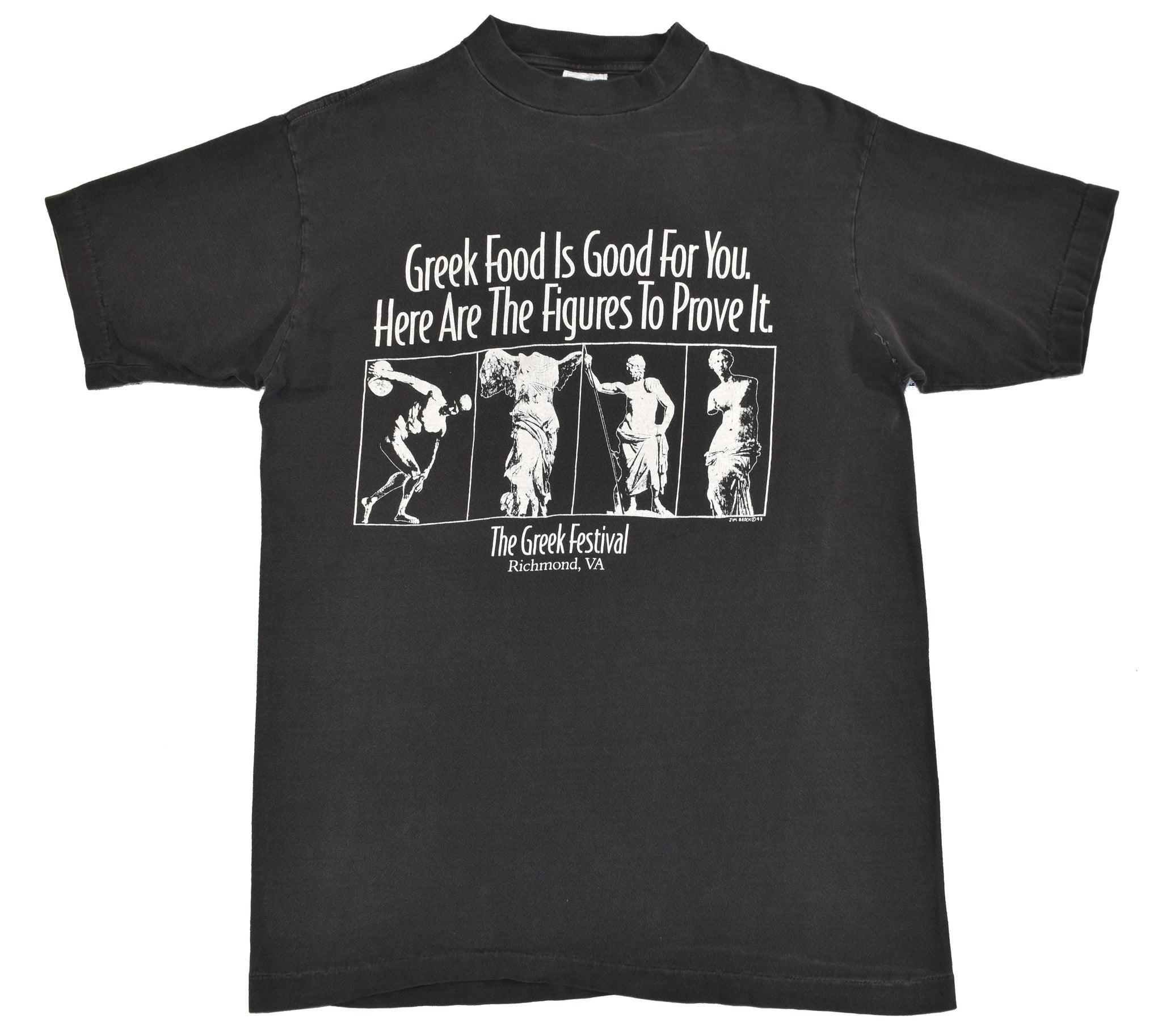 1993 Greek Food Is Good For You Single Stitch Shirt Size Large