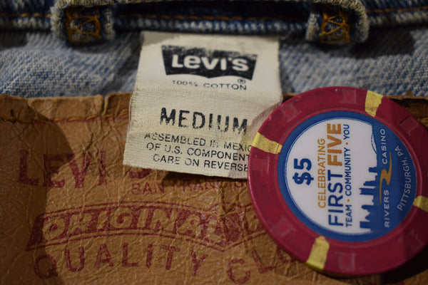 Vintage 90s Levis Denim Jean Light Wash Jacket Size Medium