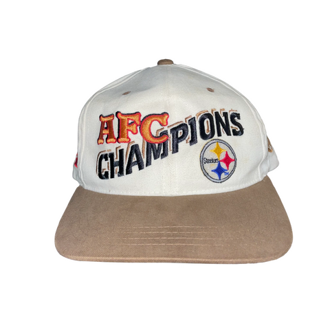 Vintage 90s DS Pittsburgh Steelers AFC Champions 2 Tone Embroidered Snapback Hat