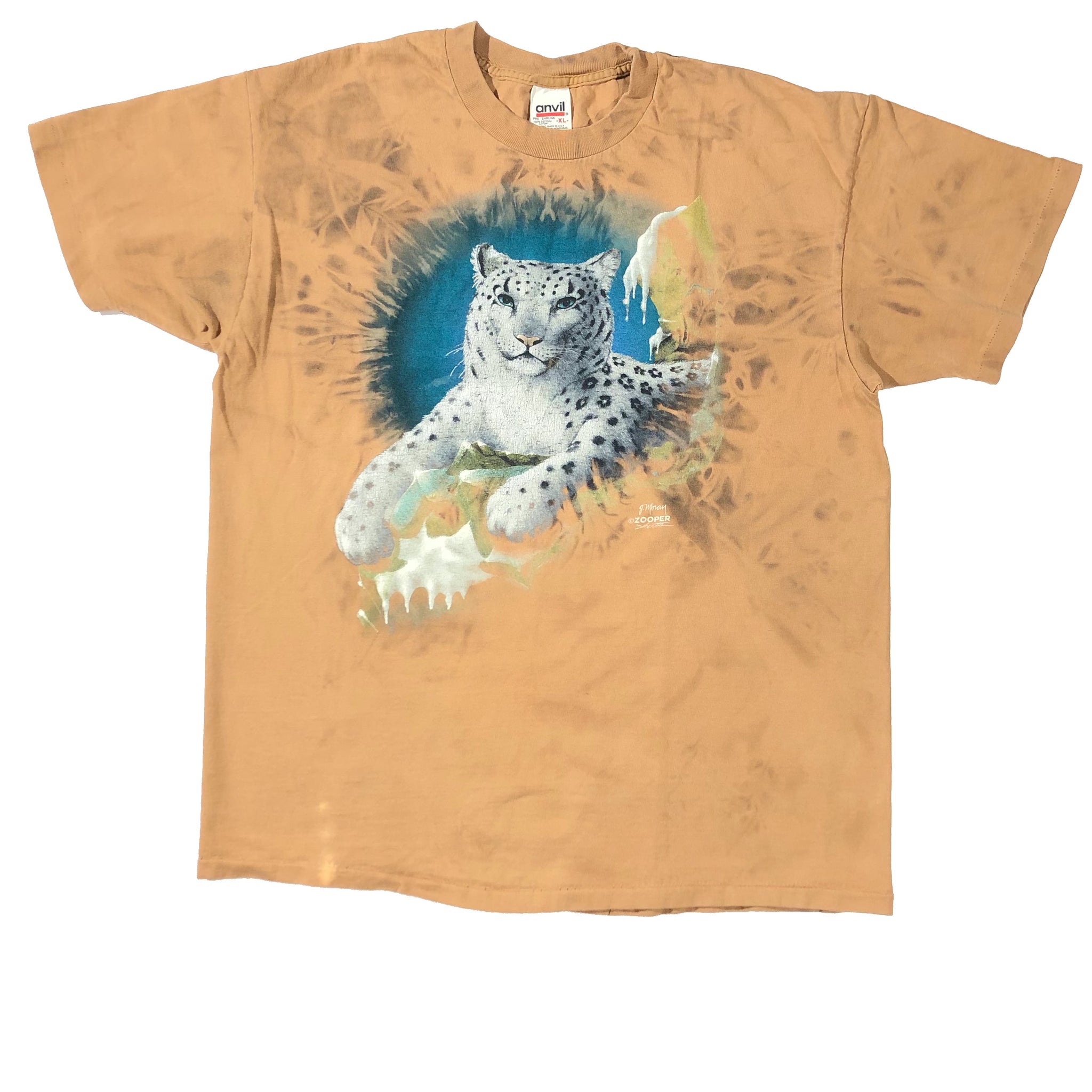 Vintage 90s Snow Leopard Zooper 1/1 Bleach Dyed Single Stitch Shirt | Beyond 94