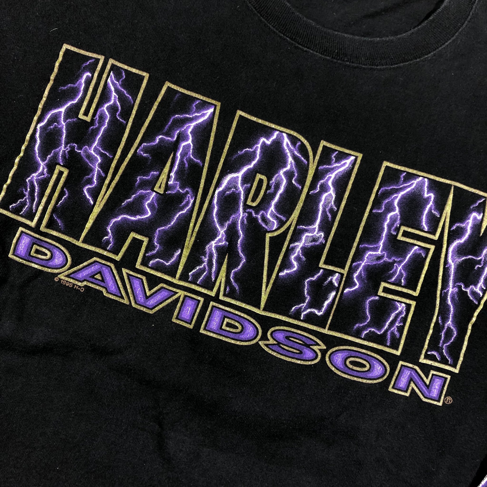 Discount Vintage Harley Davidson Purple Lightning Tshirt