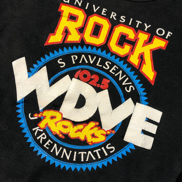 Vintage 90s Distressed University Of Rock WDVE Sweatshirt Size X-Large