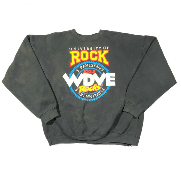 Vintage 90s Distressed University Of Rock WDVE Sweatshirt | Beyond 94