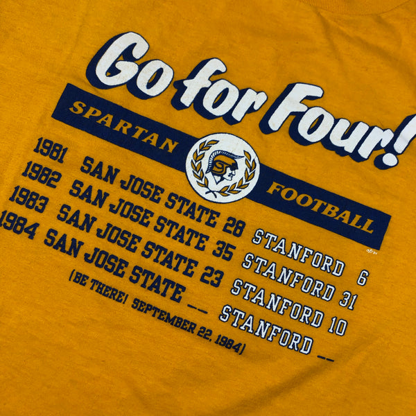 1984 San Jose Spartan Go For Four 50/50 Blend Single Stitch Shirt Size Large