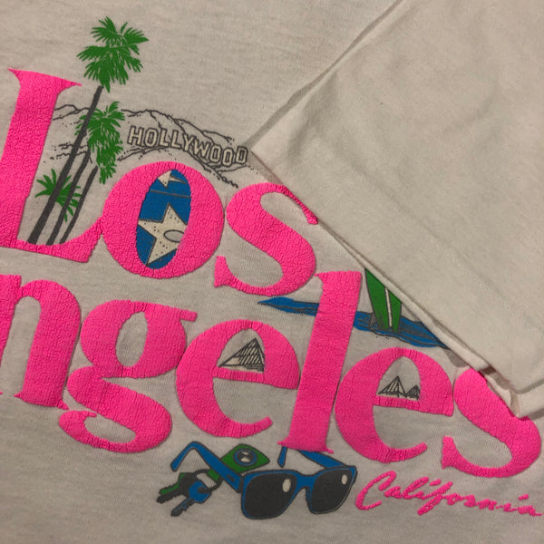 Vintage 90s Los Angeles Hollywood Puff Print Single Stitch Shirt Size Medium