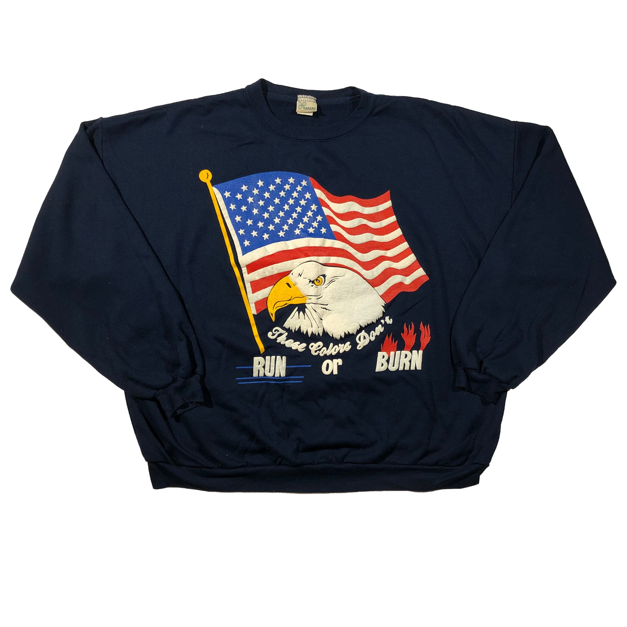 Vintage 90s USA These Colors Don't Run Or Burn Puff Print Sweatshirt | Beyond 94