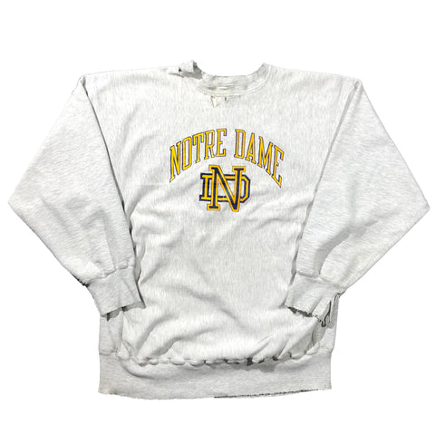 Vintage 80s Champion Notre Dame Distressed Reverse Weave Sweatshirt | Beyond 94