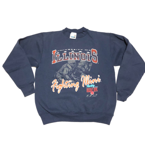 1992 University of Illinois Holiday Bowl Sweatshirt Navy Size Medium - Beyond 94