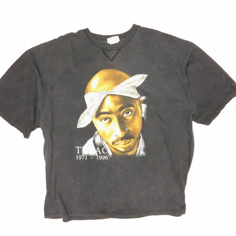 Vintage 90s Tupac Memorial Shirt Black Size 4X-Large - Beyond 94