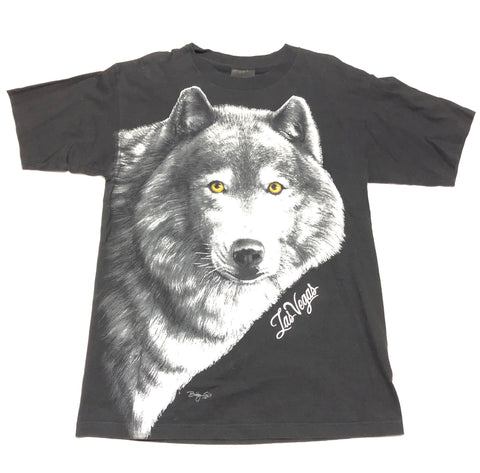 Vintage DS 90s Single Stitch Las Vegas Wolf Shirt Black Size Large - Beyond 94