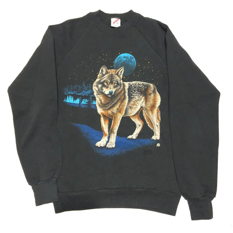 1987 Wolf Sweatshirt Black Size Medium - Beyond 94