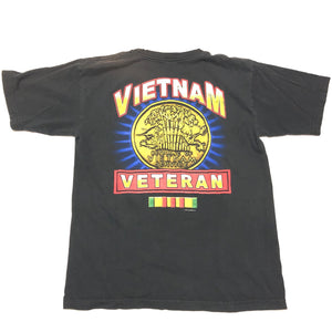 Vintage 90s Vietnam Veteran Shirt Black Size Medium - Beyond 94