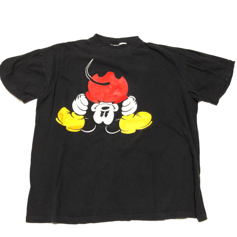 Vintage 90s Single Stitch Mickey Mouse Shirt Black Size X-Large - Beyond 94