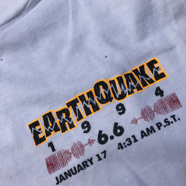 1994 Single Stitch L.A. Earthquake Shirt White Size X-Large - Beyond 94