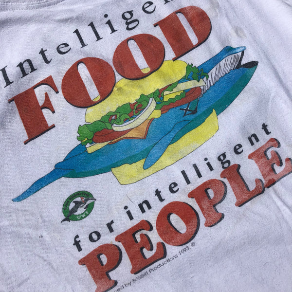 1993 WWF Intelligent Food Shirt White Size Large - Beyond 94