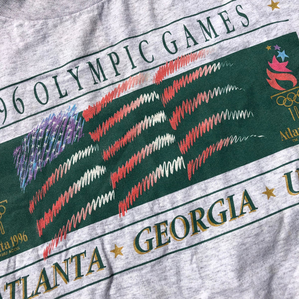 1996 Single Stitch Olympic Games Shirt Grey Size X-Large - Beyond 94