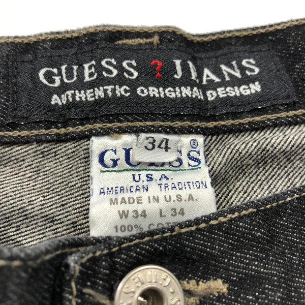 Vintage 90s Guess Jeans Made In USA Black Denim Jeans Size 32 x 32