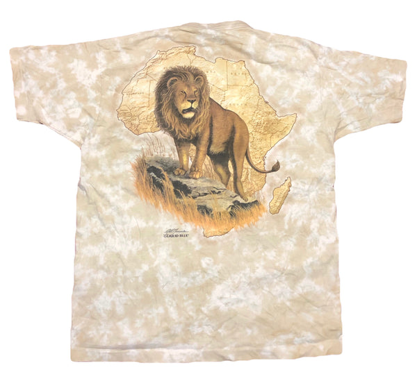 1994 Single Stitch Liquid Blue African Lion Tie Dye Shirt Size X-Large - Beyond 94