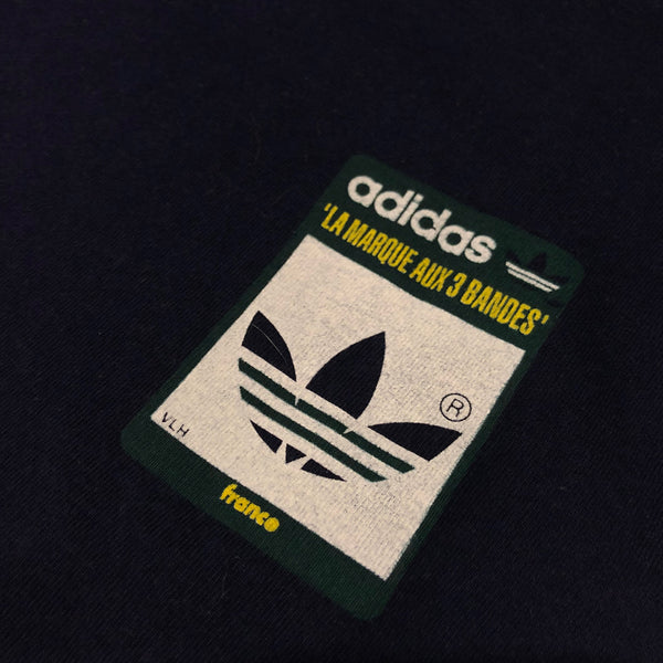 Vintage 90s Adidas France Trefoil Shirt Navy Size Large - Beyond 94