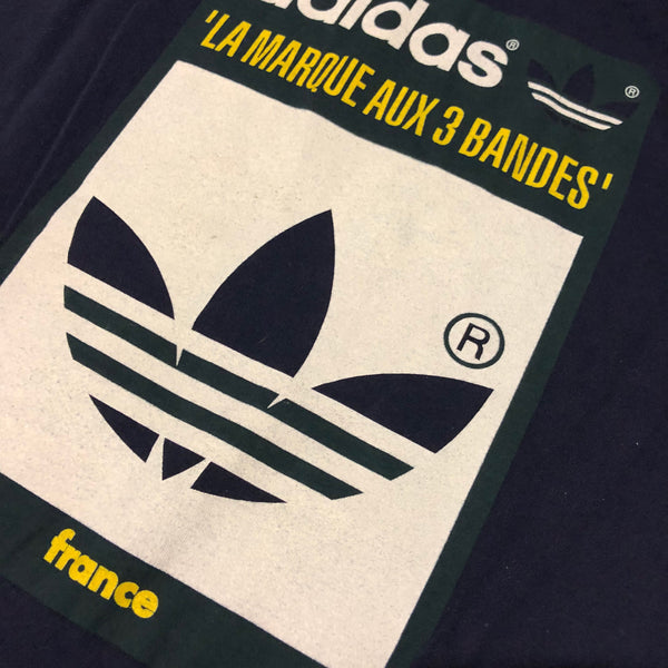 Vintage 90s Adidas France Trefoil Shirt Navy Size Large - Beyond 94