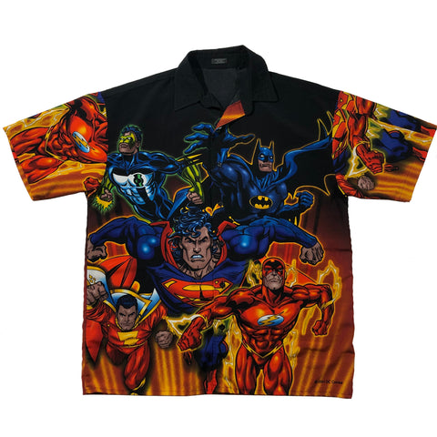 Vintage 2001 DC Comics Justice League All Over Print Button Up Shirt | Beyond 94