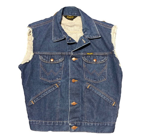 Vintage 70s Wrangler Cut Off Jean Jacket Vest Size Medium - Beyond 94