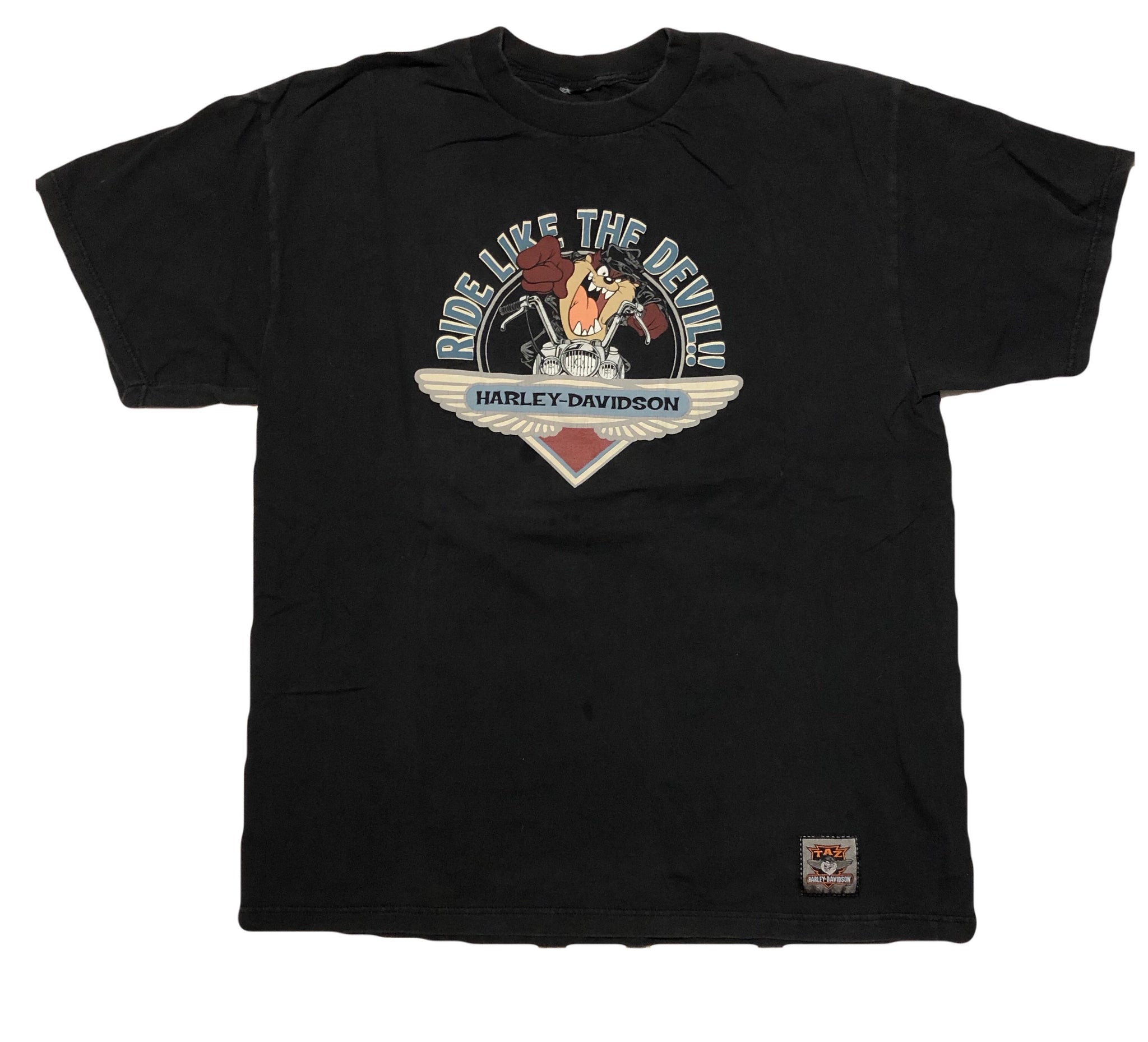 1993 Taz Rebel-Rider Warner Bros Vintage T-Shirt Size Large Black 90s