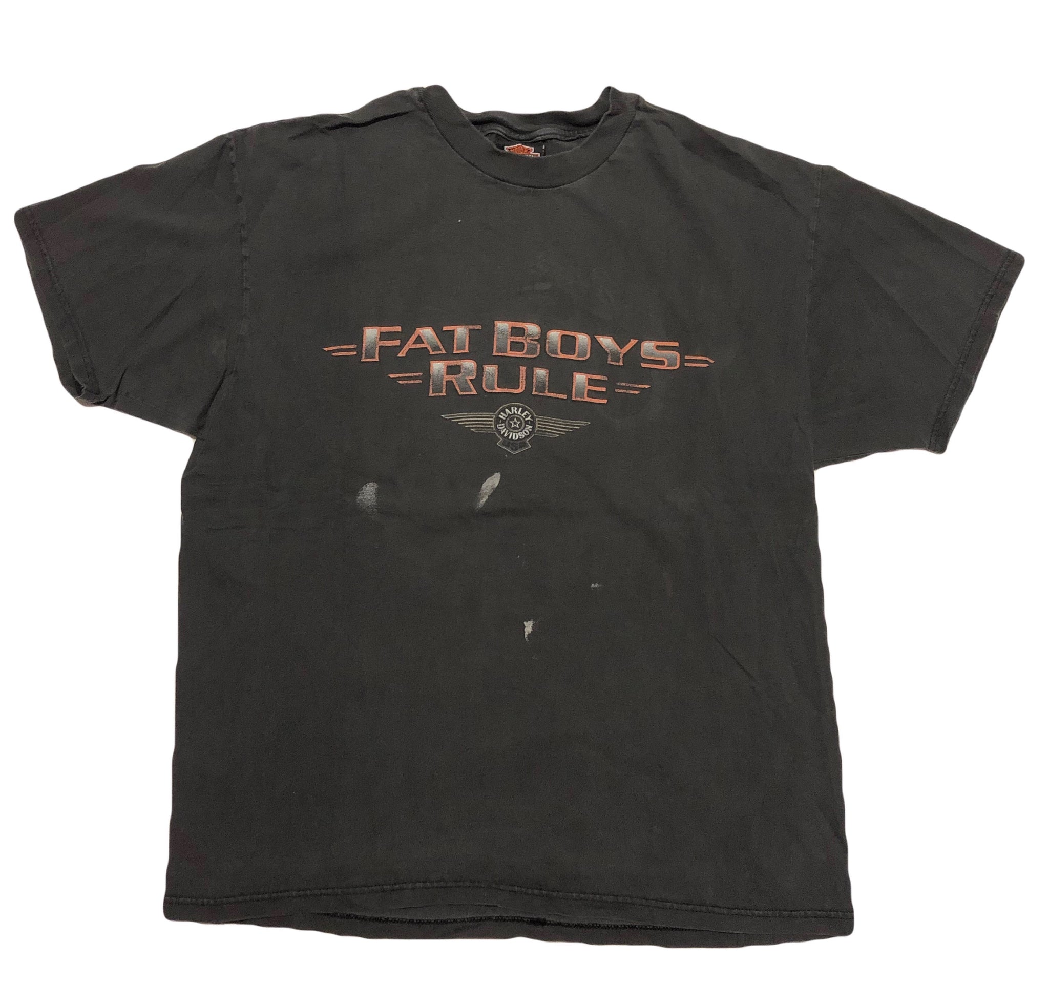 1998 Harley Davidson Fat Boys Rule Distressed Shirt Size X-Large - Beyond 94