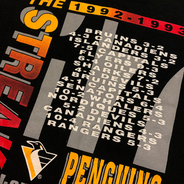 1993 Pittsburgh Penguins The Streak Single Stitch Shirt Size Large - Beyond 94