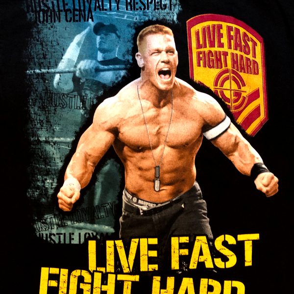 2005 John Cena "Live Fast, Fight Hard" Black Shirt Size Large - Beyond 94