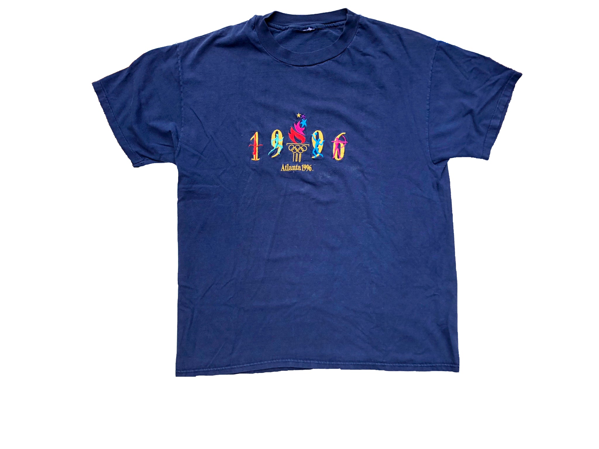 1996 Atlanta Olympic Embroidered "1996 Olympic Games" Shirt Navy X-Large - Beyond 94