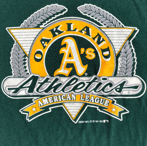 1991 Single Stitch MLB Oakland Athletics Shirt Green Large - Beyond 94