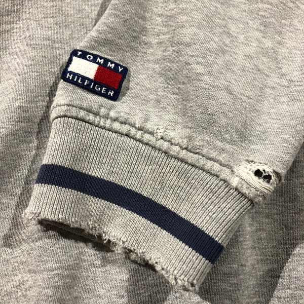 Vintage 90s Tommy Hilfiger Spellout Distressed Sweatshirt Size X-Large