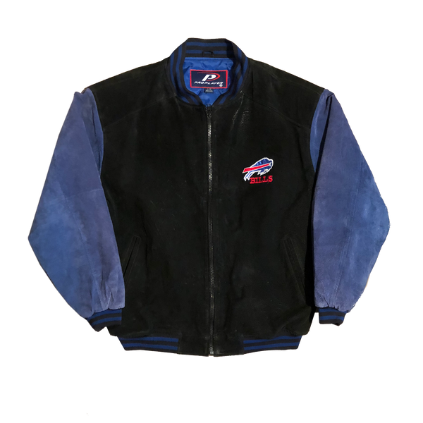 Vintage NFL Pro Player Buffalo Bills Suede Jacket Black Size X-Large - Beyond 94