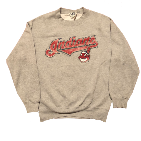 2002 MLB Cleveland Indians "Chief Wahoo" Grey Crewneck Size Medium - Beyond 94