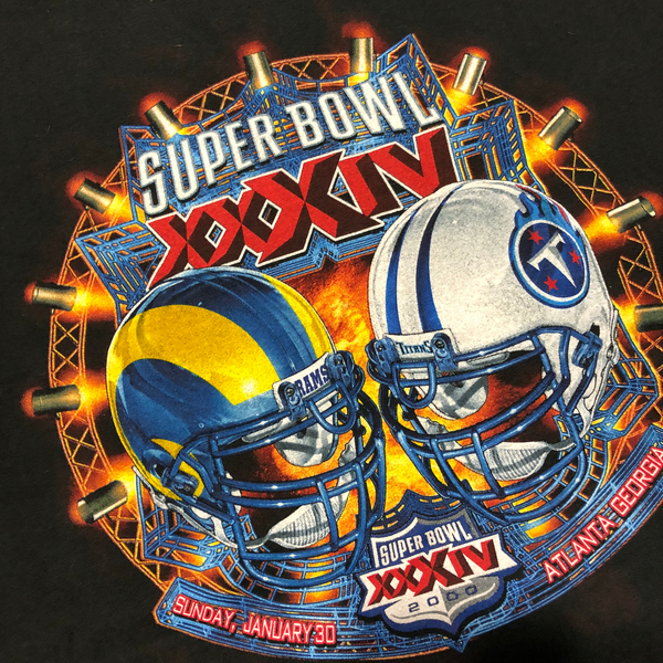 2000 Super Bowl XXX IV Rams vs Titans Shirt Black Size Large - Beyond 94