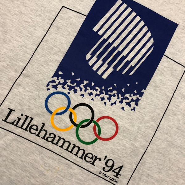 1991 Single Stitch Lillehammer Winter Olympics Shirt Grey Size X-Large - Beyond 94