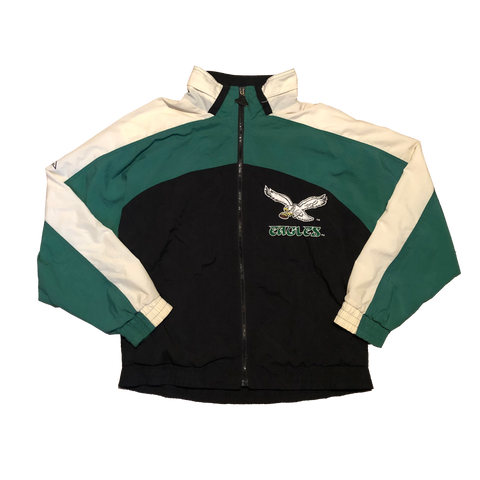 90's Apex NFL Eagles Windbreaker Jacket Green/White/Black Size Medium - Beyond 94