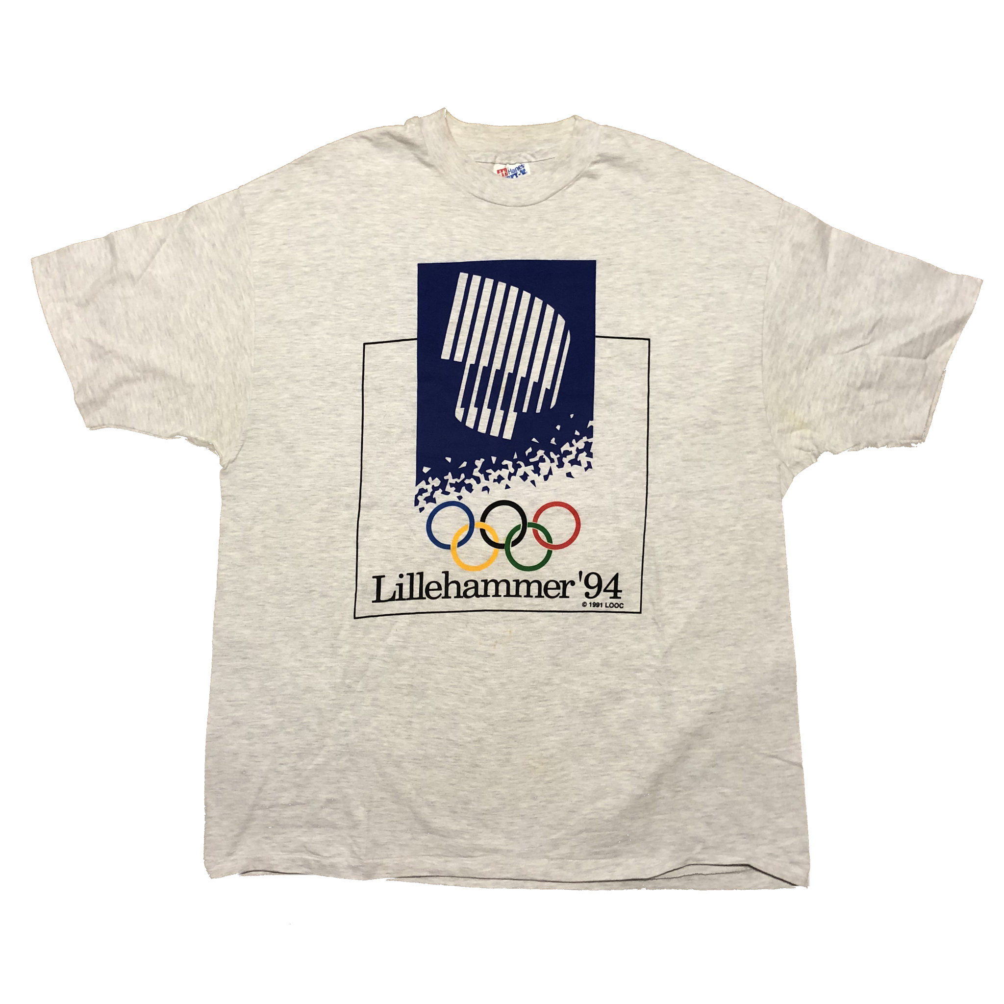 1991 Single Stitch Lillehammer Winter Olympics Shirt Grey Size X-Large - Beyond 94