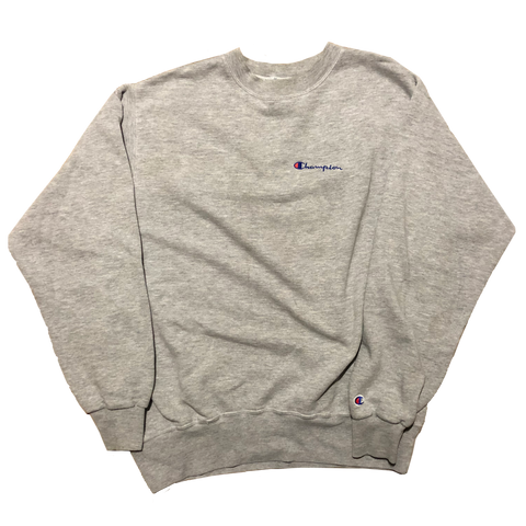 Vintage 90's Champion Spell Out Crewneck Grey Size X-Large - Beyond 94