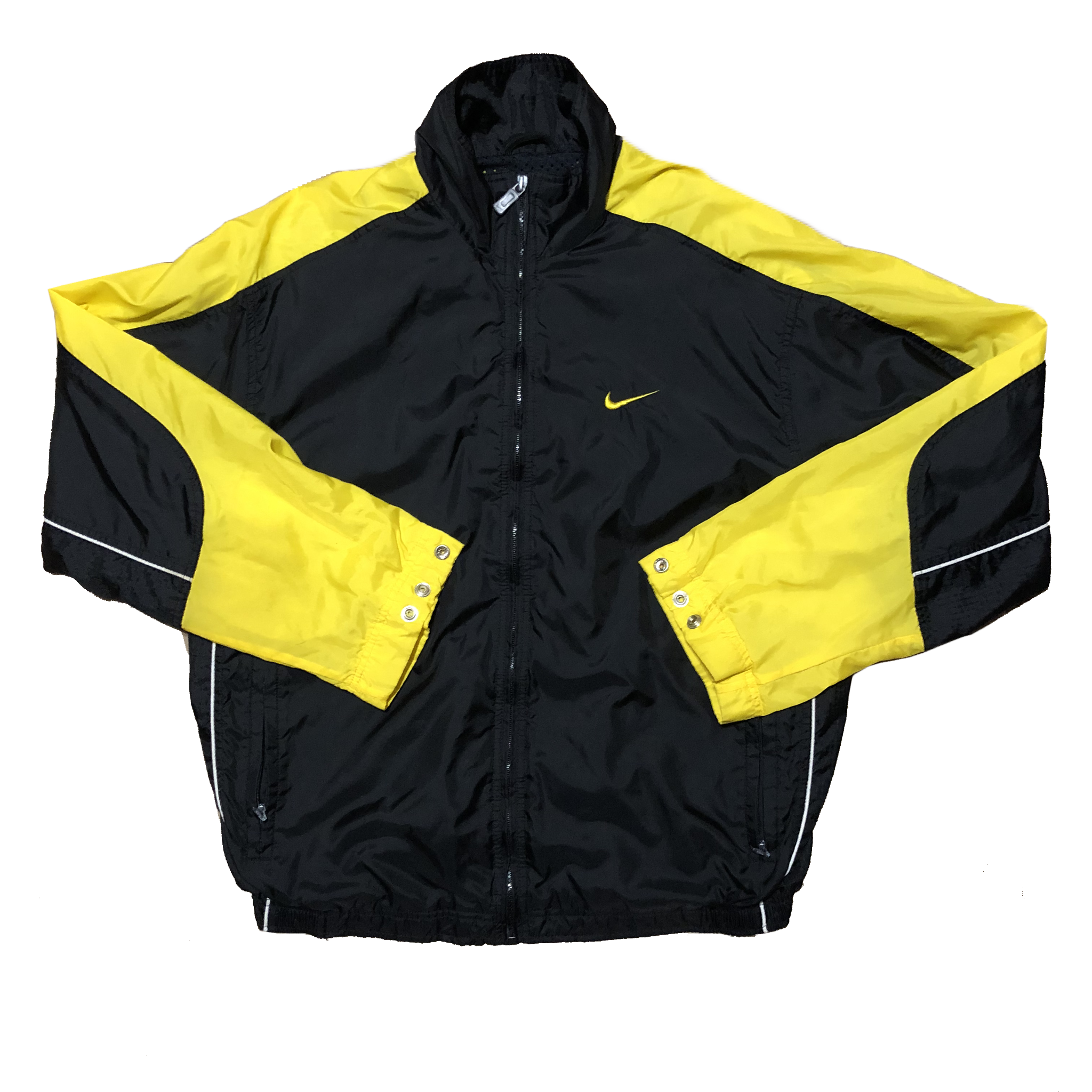 Vintage 90s Nike Windbreaker Jacket Black/Yellow Size Medium - Beyond 94