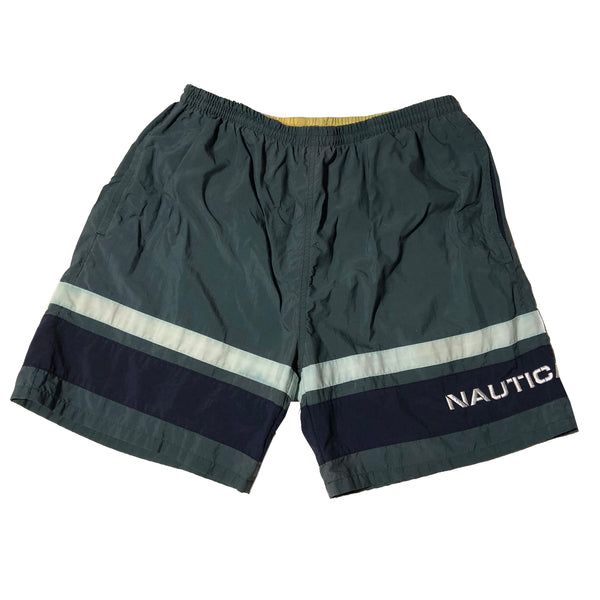 Vintage Nautica Short Length Swim Trunks Green/Navy Size Medium - Beyond 94