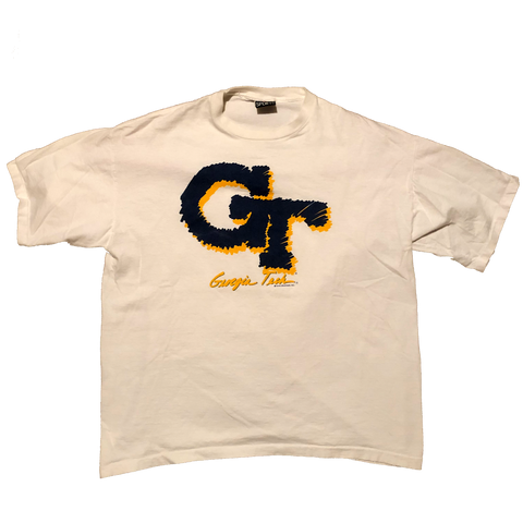 Vintage 90s Single Stitch Georgia Tech Shirt White Size XX-Large - Beyond 94