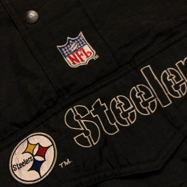 Vintage 90s Pittsburgh Steelers Starter Pro Line Puffer Pullover Jacket Size Large