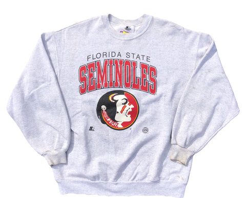 Vintage 90s Florida State Seminoles Starter Sweatshirt Grey Size X-Large - Beyond 94