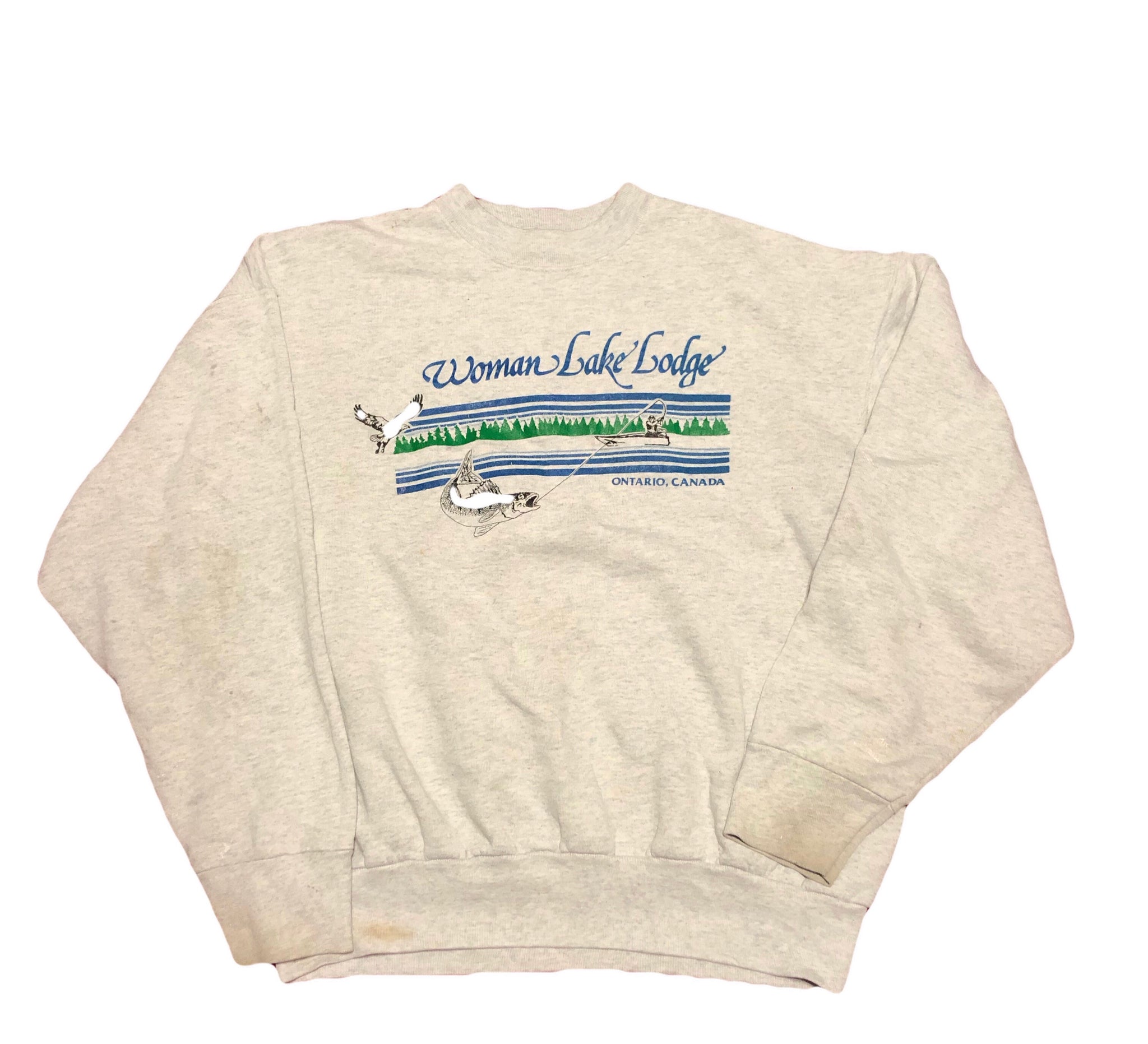 Vintage 90s Woman Lake Lodge Canada Sweatshirt Grey Size X-Large - Beyond 94