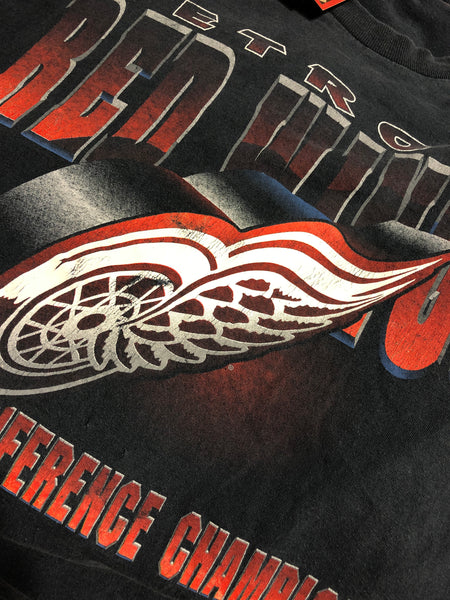 Vintage 90s Detroit Red Wings WCF Shirt Black Size X-Large - Beyond 94